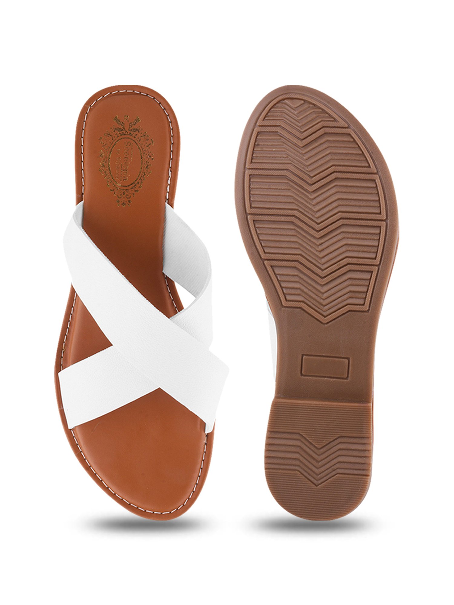 Shoetopia Women's White Cross Strap Sandals