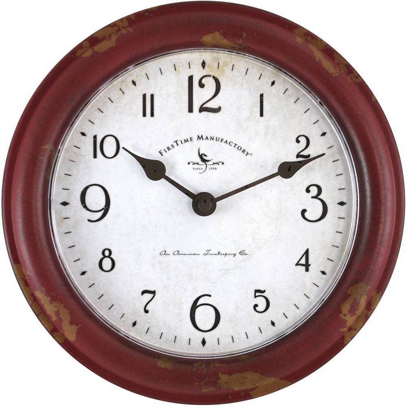 Patina Farmhouse Wall Clock Red - FirsTime