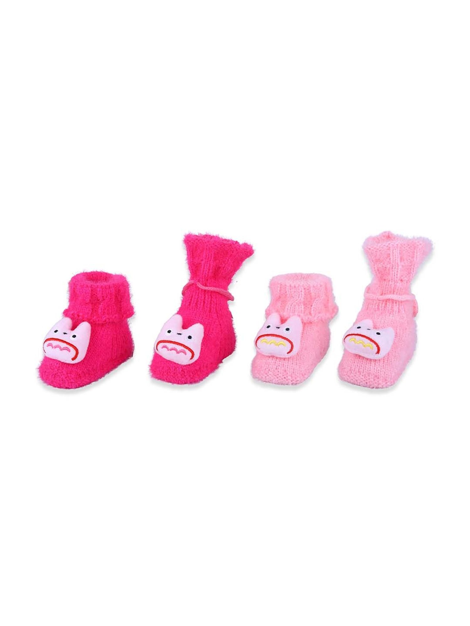 Baby Moo Kids Pink Cartoon Crochet Woollen 3D Socks