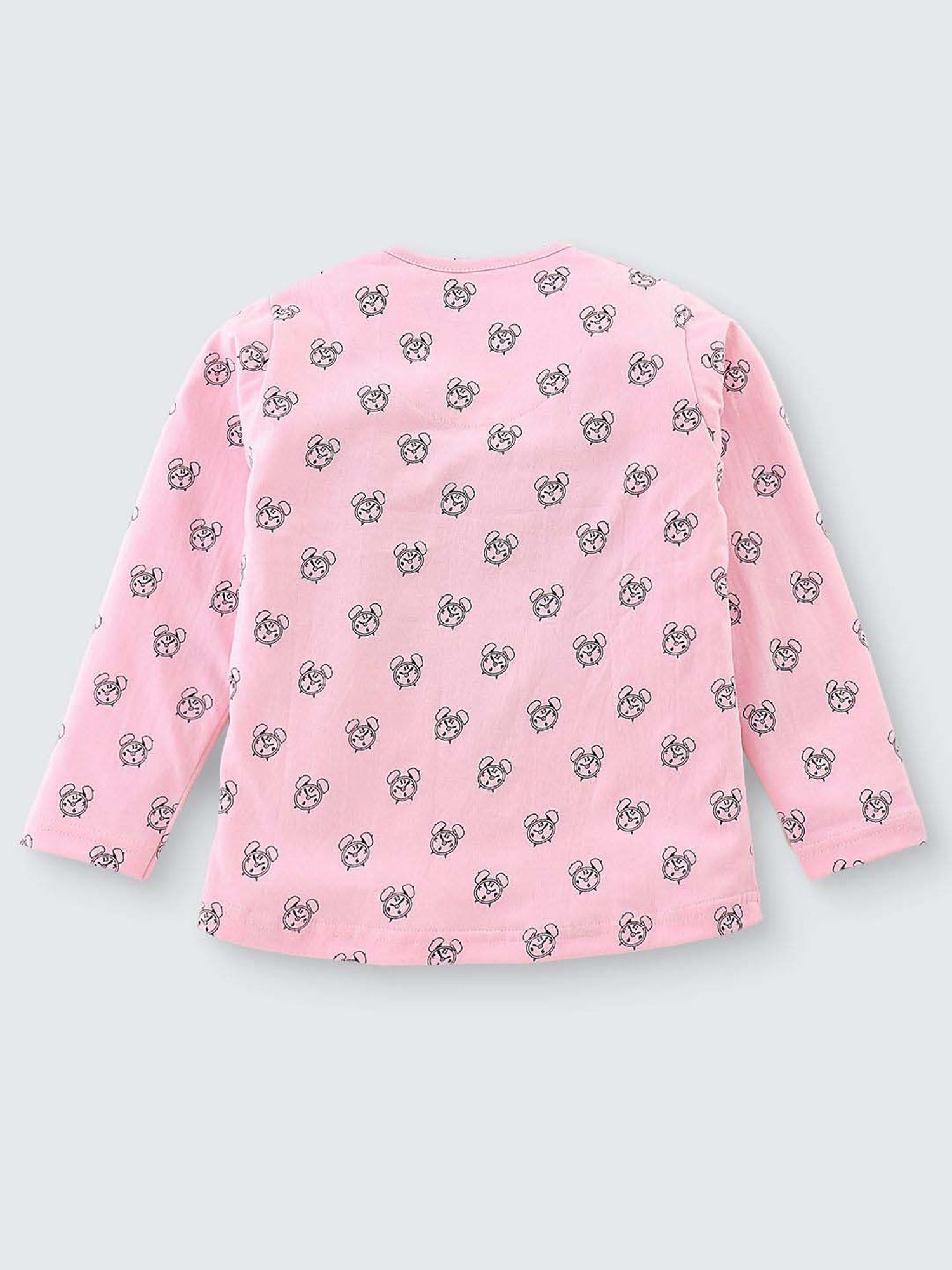 Nite Flite Boys Pink Cotton Printed Full Sleeves T-Shirt Set