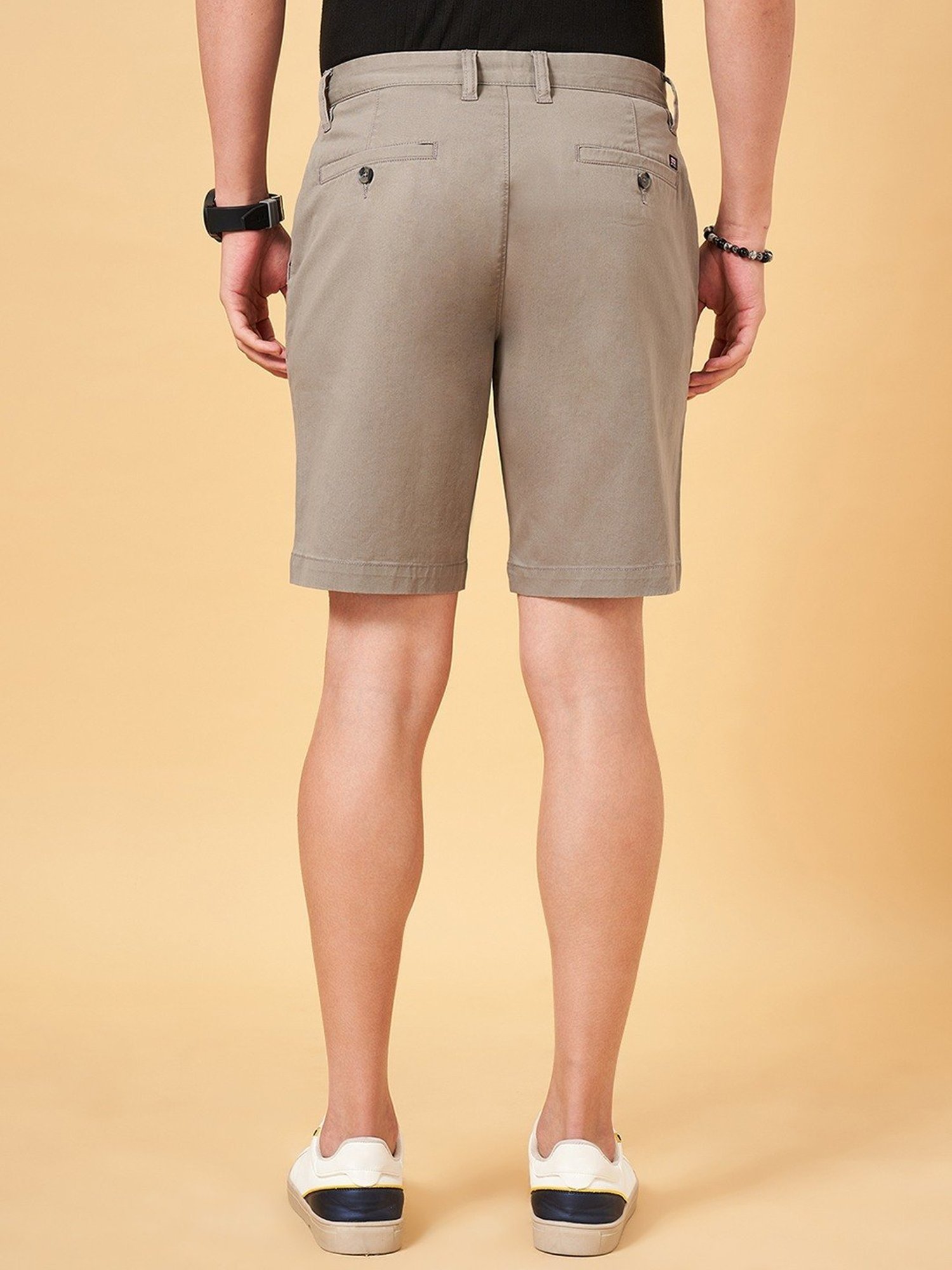 Byford By Pantaloons Steel Grey Slim Fit Shorts