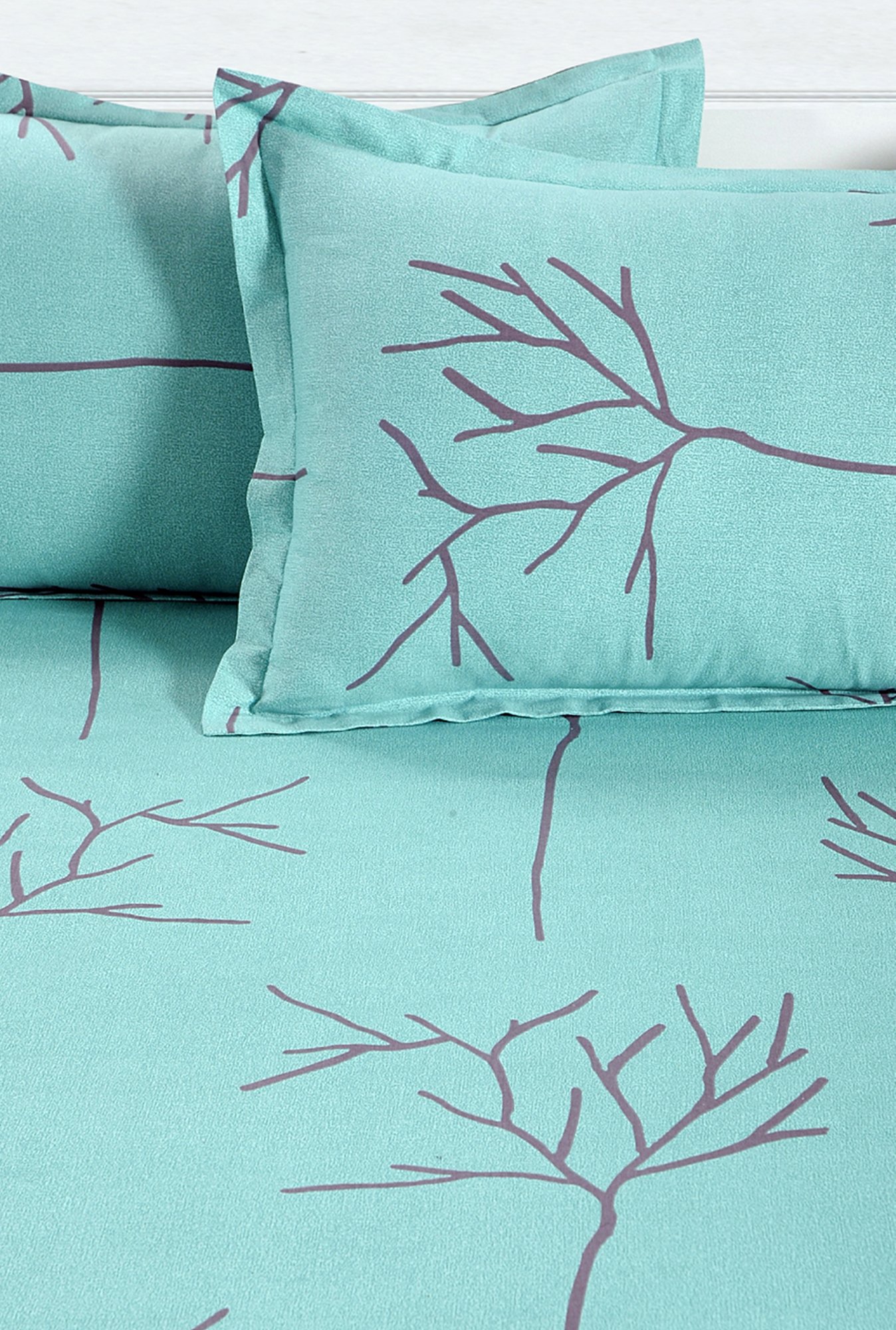 Living Roots Printed Grey 300 TC Cotton Single Diwan - Set of 8