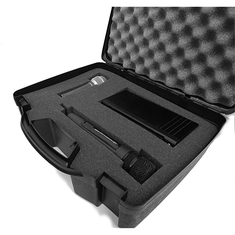 Wireless Microphone System Hard Case with Customizable Foam Fits Pyle Pro PDWM3400, PDWM3375 Premier Series Uhf, Handheld Mics, Pyle Body Pack Transmitters, Headsets and Lavalier