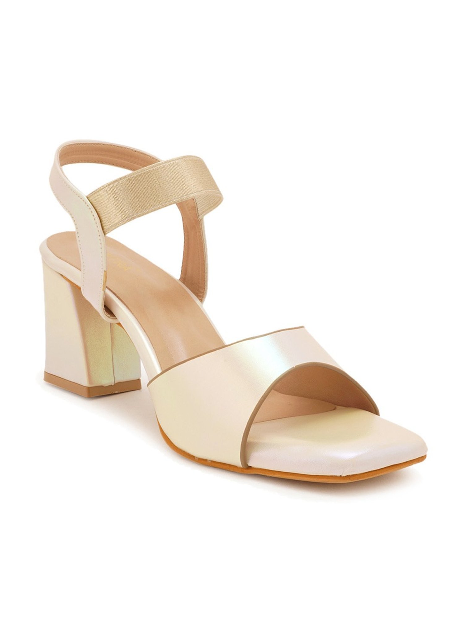 Scentra Women's Gold Ankle Strap Sandals