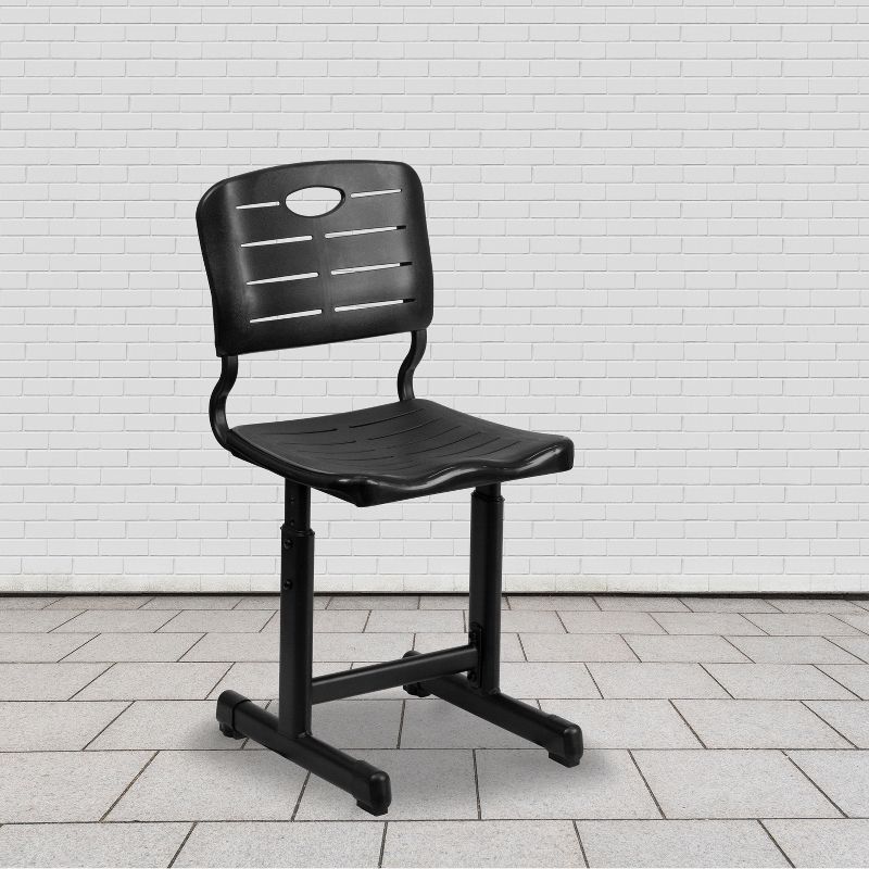 Emma and Oliver Adjustable Height Black Student Chair with Black Pedestal Frame