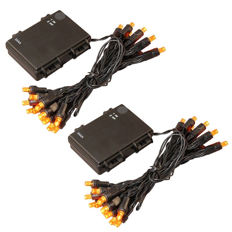 8' 2ct Battery Operated Mini String LED Lights Orange