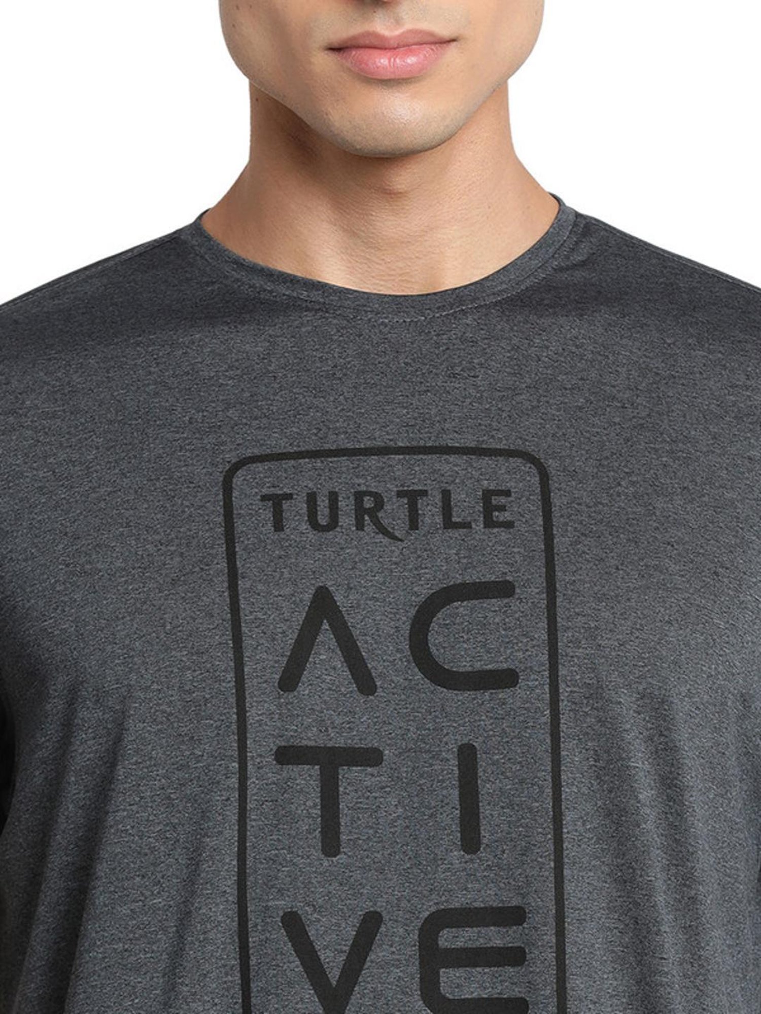 Turtle Grey Slim Fit Printed T-Shirts