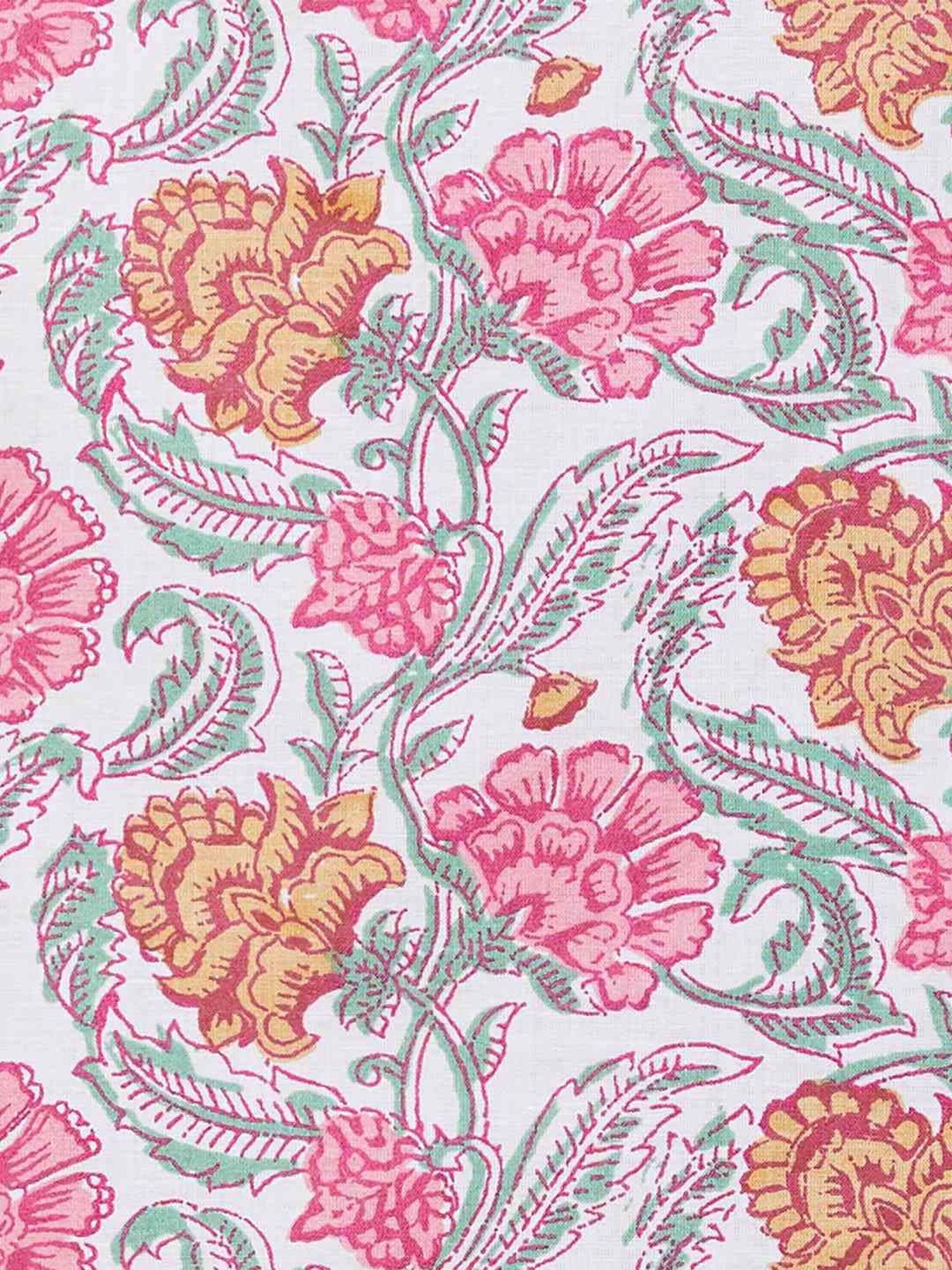 Melange by Lifestyle White & Peach Cotton Printed Kurta Palazzo Set