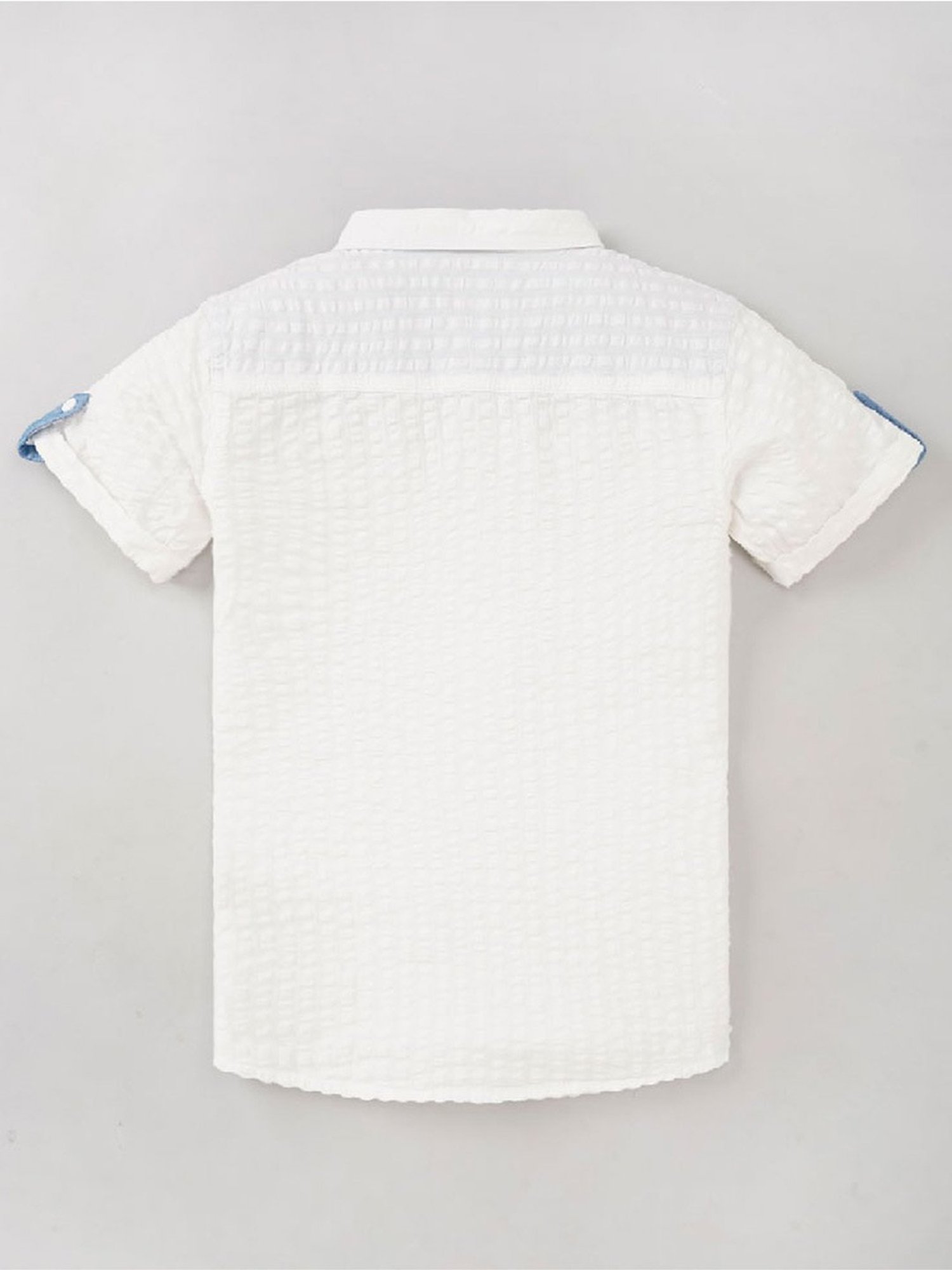 Edheads Kids White Cotton Self Pattern Shirt