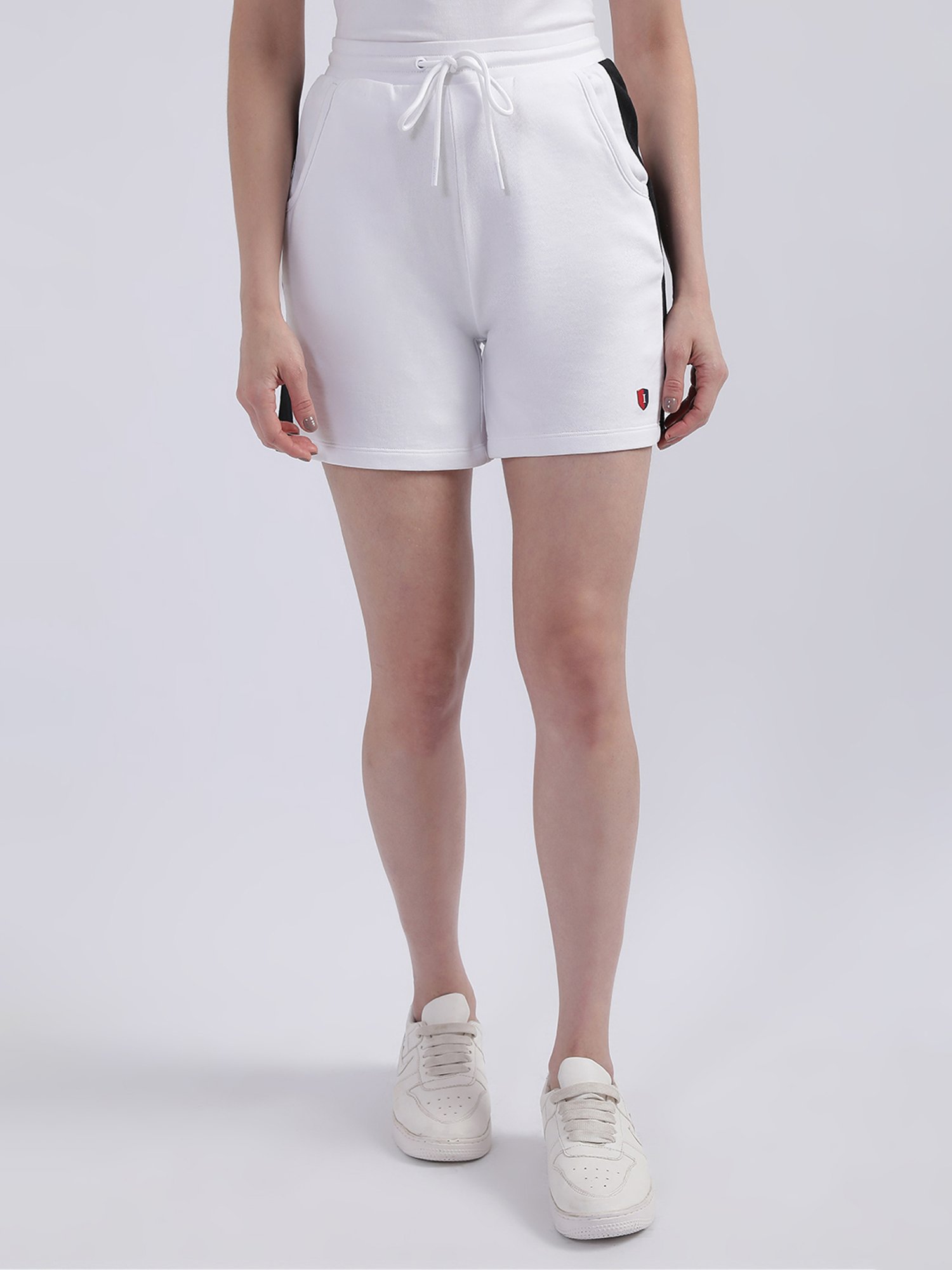 Iconic Women Colourblocked Regular Fit Cotton Shorts
