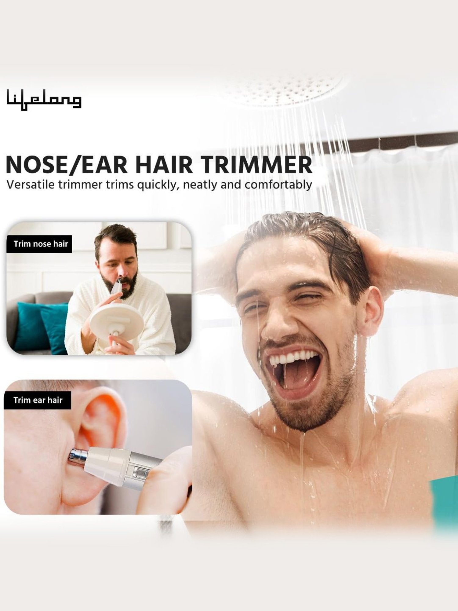 Lifelong LLPCM03 Cordless Rechargeable Nose and Ear Trimmer (Silver)