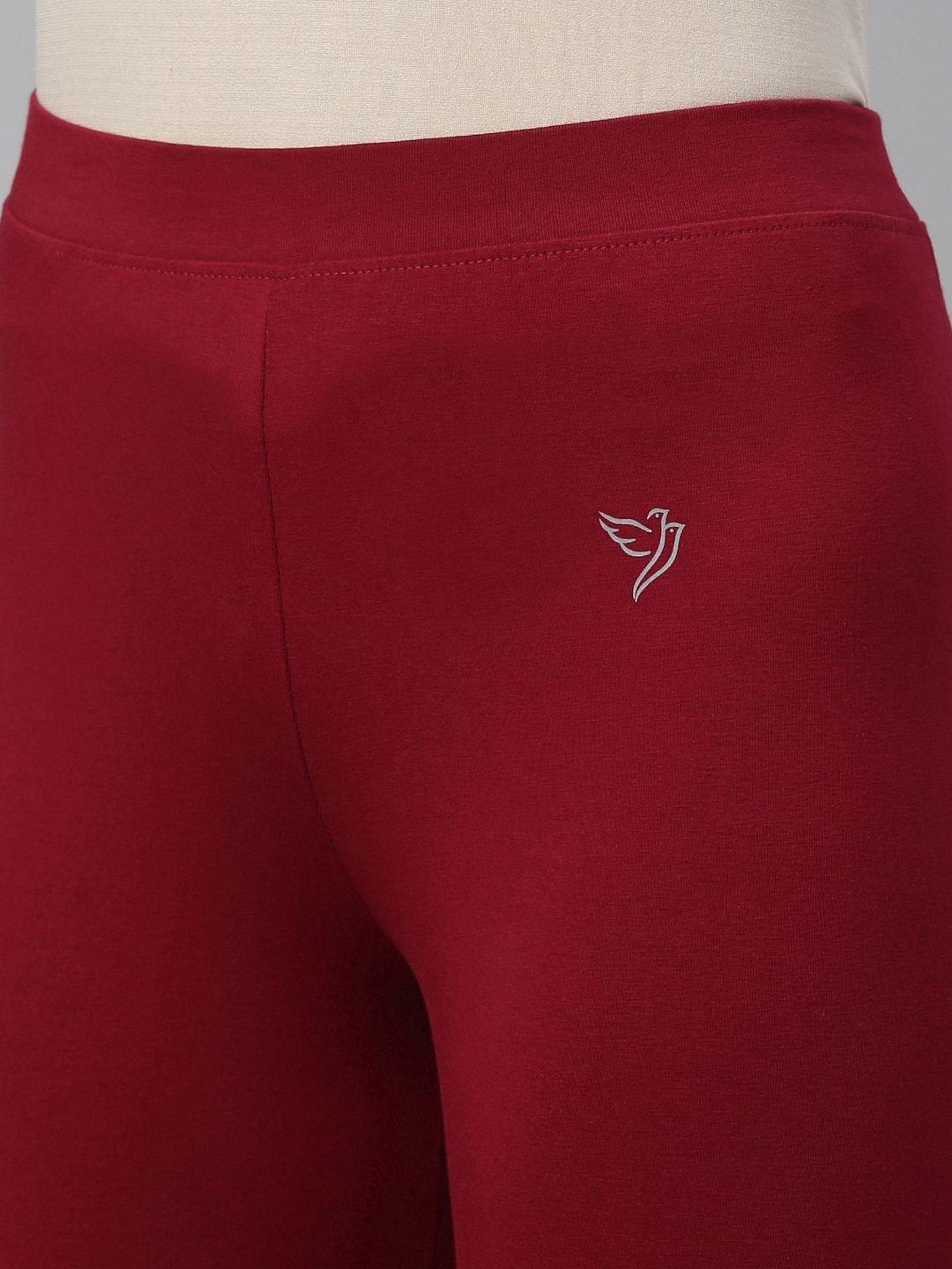 TWIN BIRDS Maroon Cotton Leggings With Dupatta
