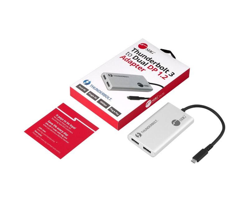 SIIG Thunderbolt 3 to Dual DP 1.2 Adapter - Thunderbolt 3 - External - Mac, PC