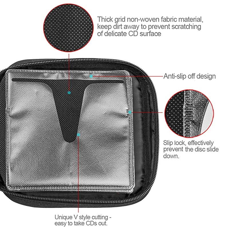 CDDVD Disc Storage Wallet 96 Capacity Portable CD Bag Storage Booklet for Car Home Office and Travel Dark Blue