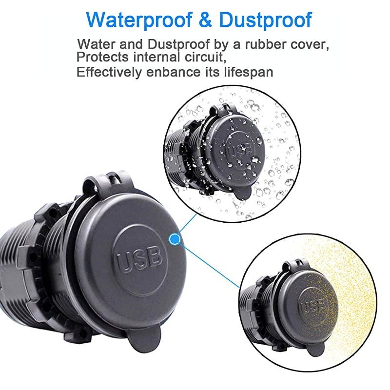 USB Charger Socket Power Outlet 1A amp 21A for Car Boat Marine Mobile with Wire Fuse DIY Kit 31ABlue