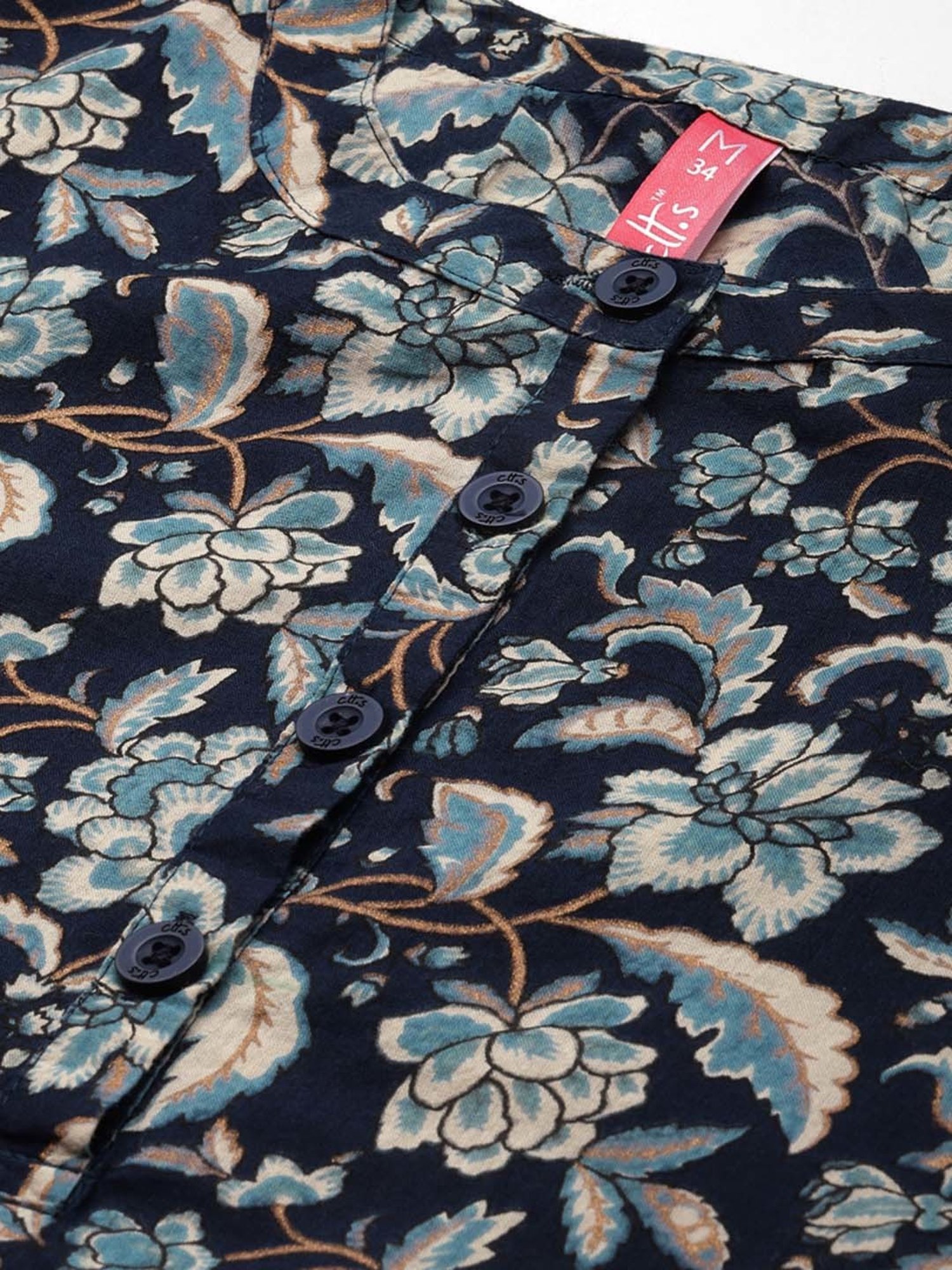 Clt.s Blue Cotton Floral Print Kurti Palazzo Set