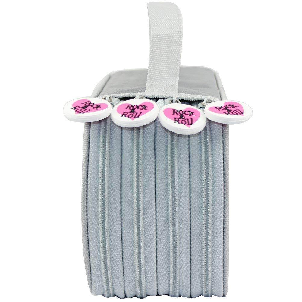 Youngman 72 Piece Colors Super Large Capacity Multi-layer Students Pencil Case Pen Bag Pouch Stationary Case Makeup Cosmetic Case Bag (Gray)