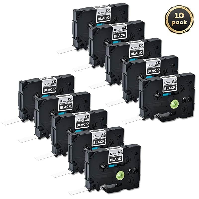 for Brother Tze335 047 Inch 262feet 12mm8m P Touch Laminated White on Black Standard Replace Waterproof Label Tape Maker PTH110PTD200PTD210PTD400PTD600PT1280PT129010PK