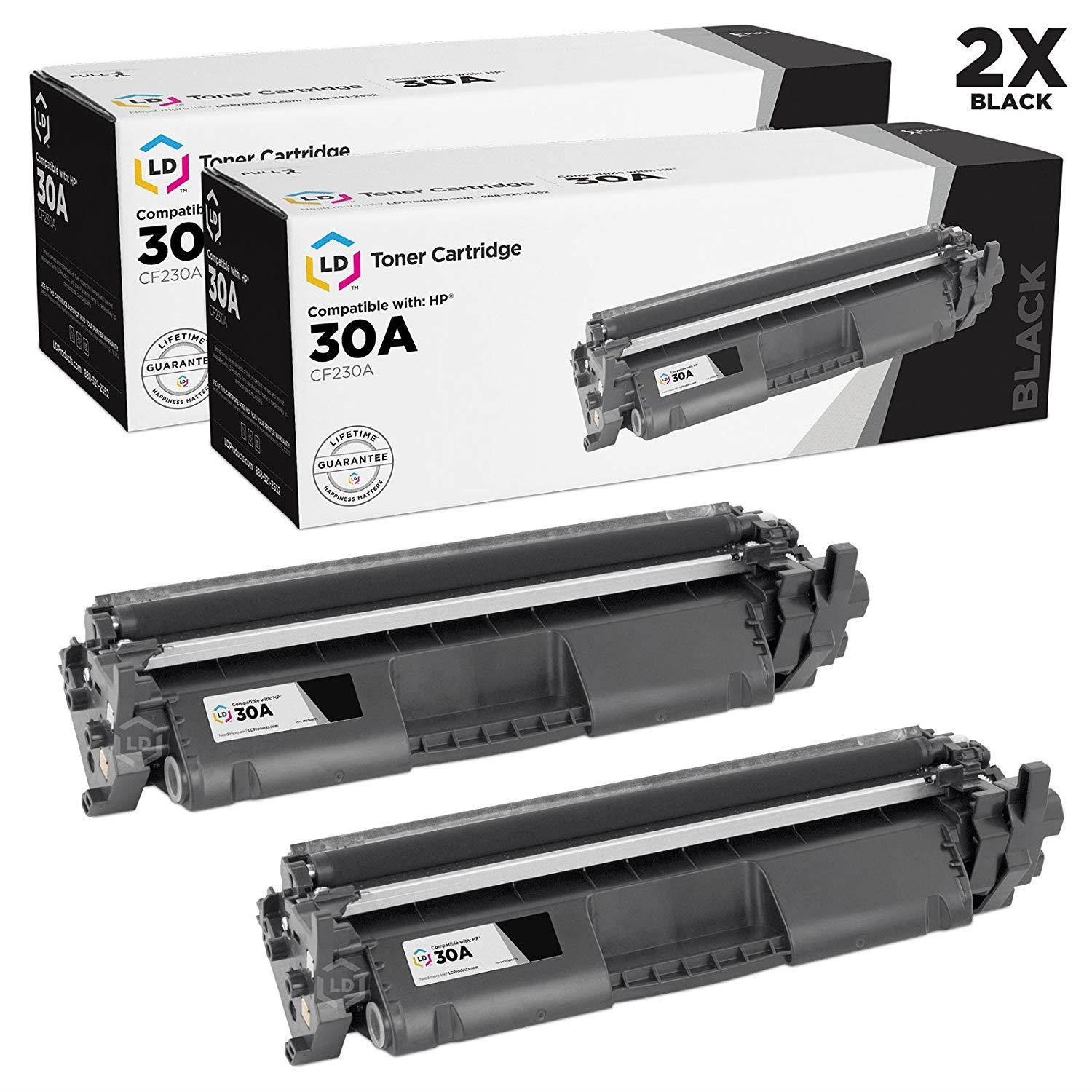 LD Compatible Toner Cartridge Replacements for HP 30A CF230A (Black, 2-Pack)