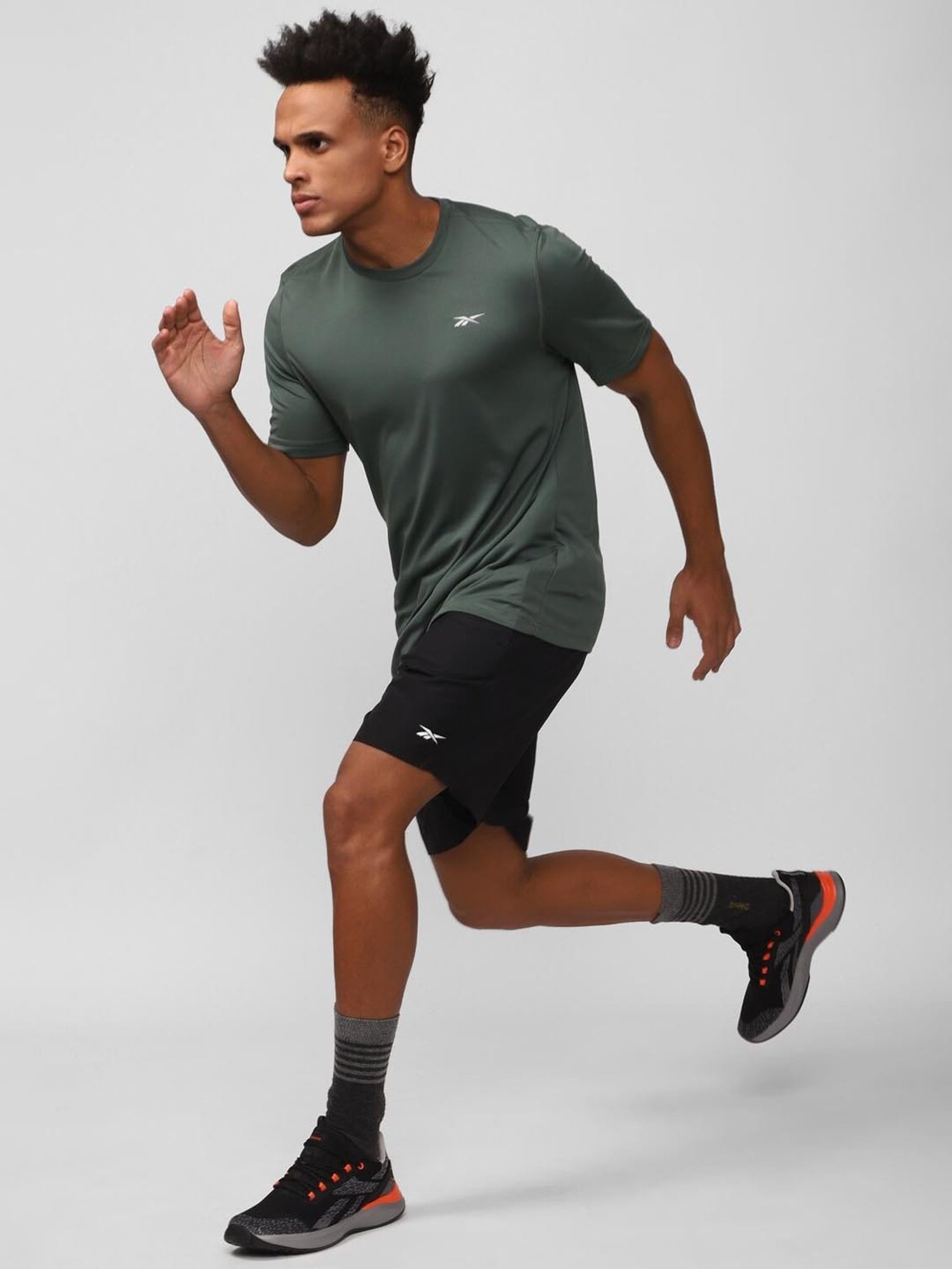 Reebok Green Regular Fit Sports T-Shirt