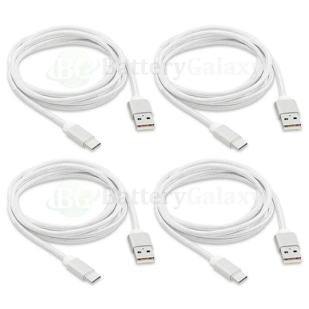 4X USB Type C 6FT Braided Nylon Charger Data Cable Cord for Android Cell Phone
