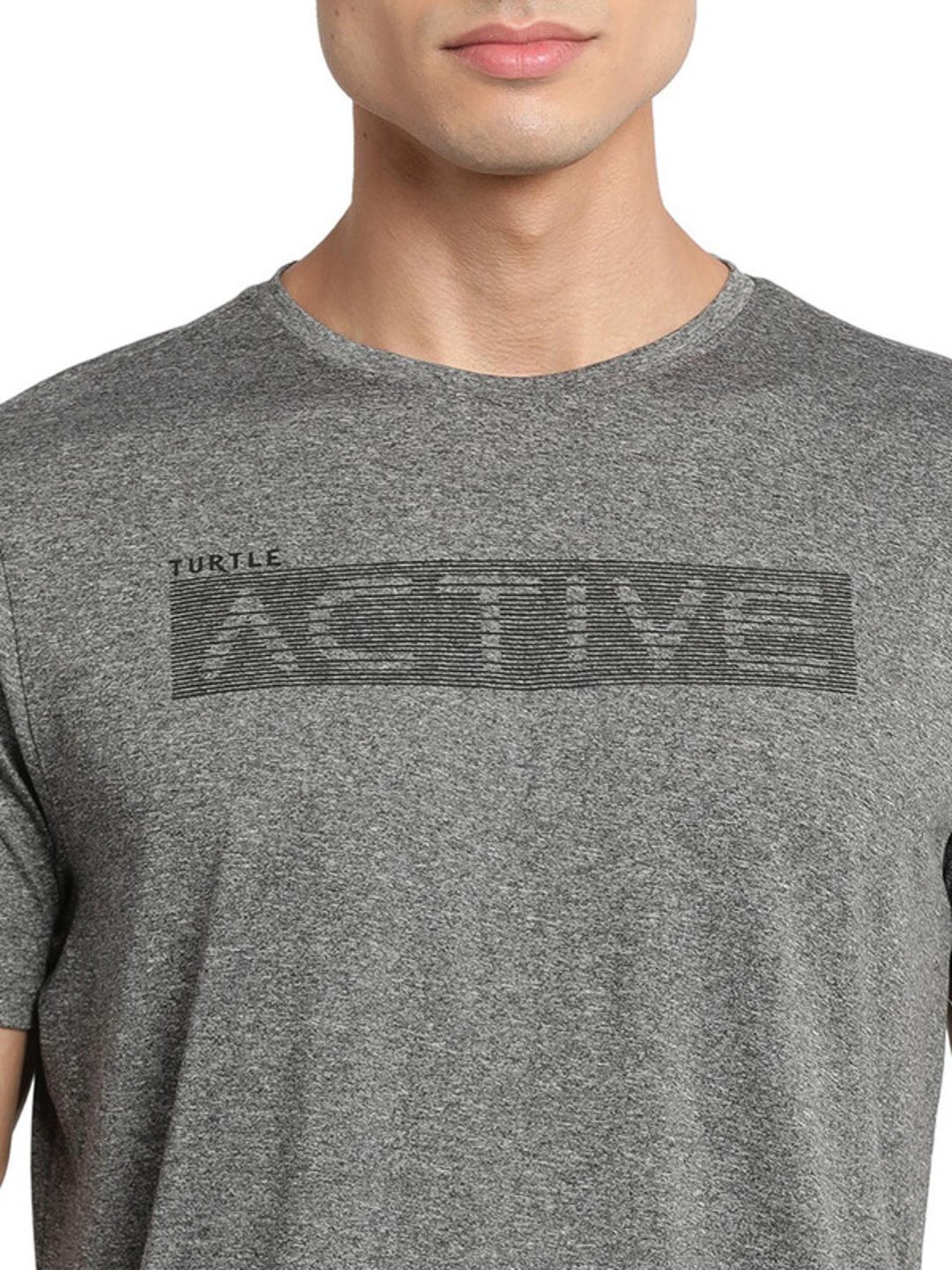 Turtle Grey Slim Fit Printed T-Shirts