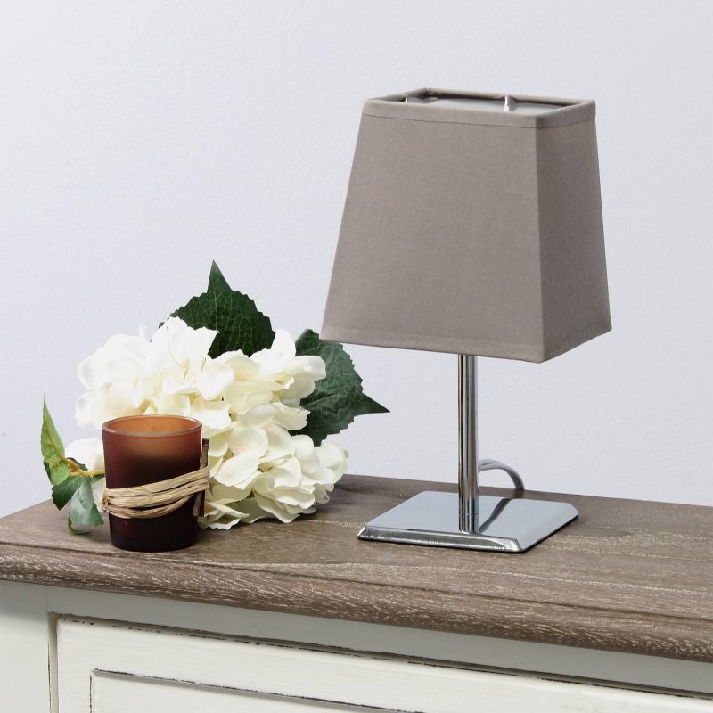 Mini Table Lamp with Squared Empire Fabric Shade Gray - Simple Designs