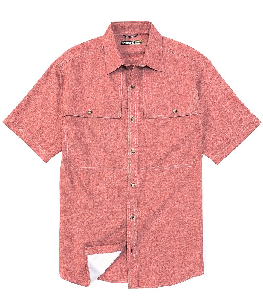 Short Sleeve Solid Synthetic Sportshirt w/ UV Protection Shirt