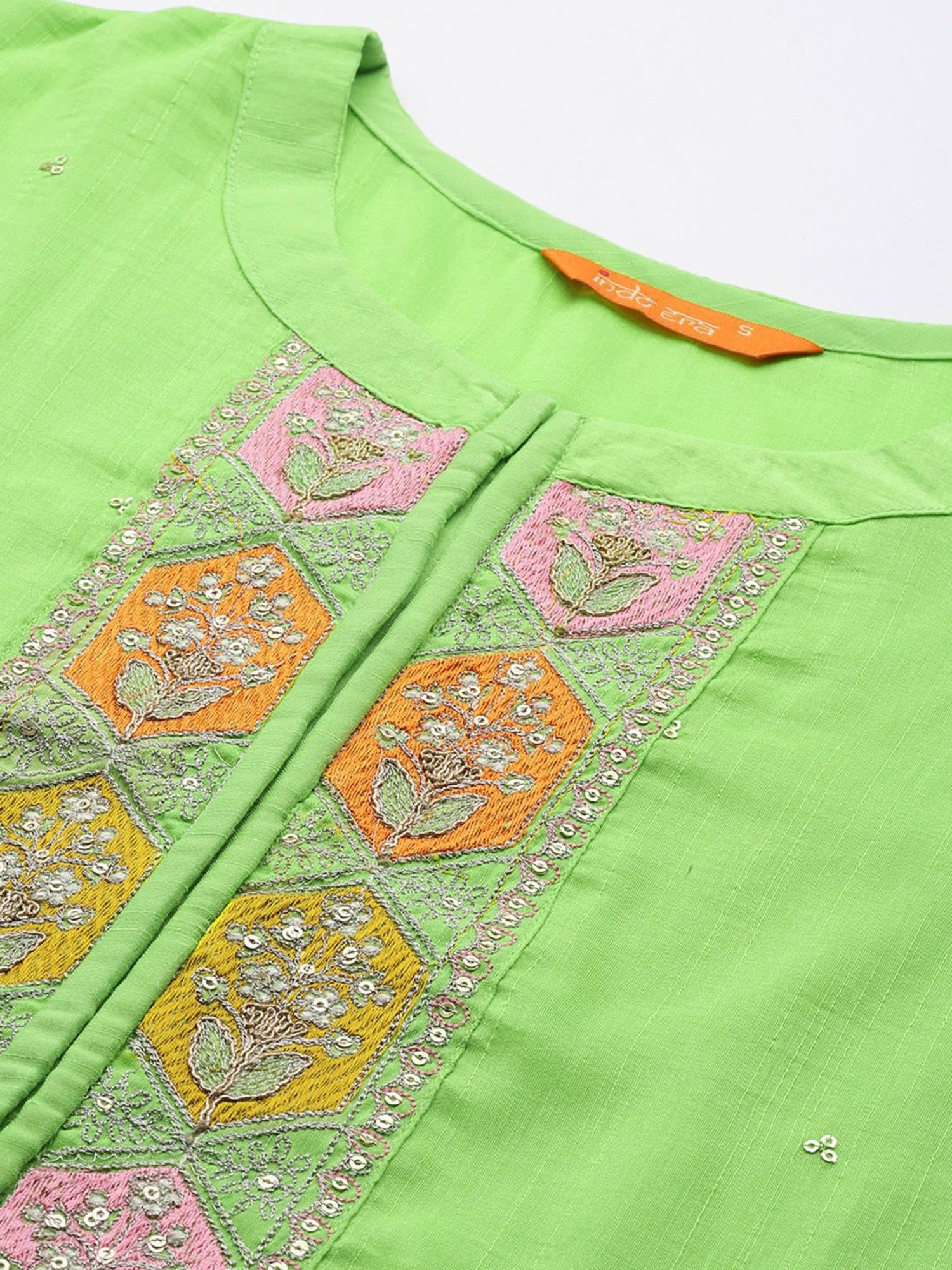 Indo Era Green Embroidered Kurta Pant Set With Dupatta