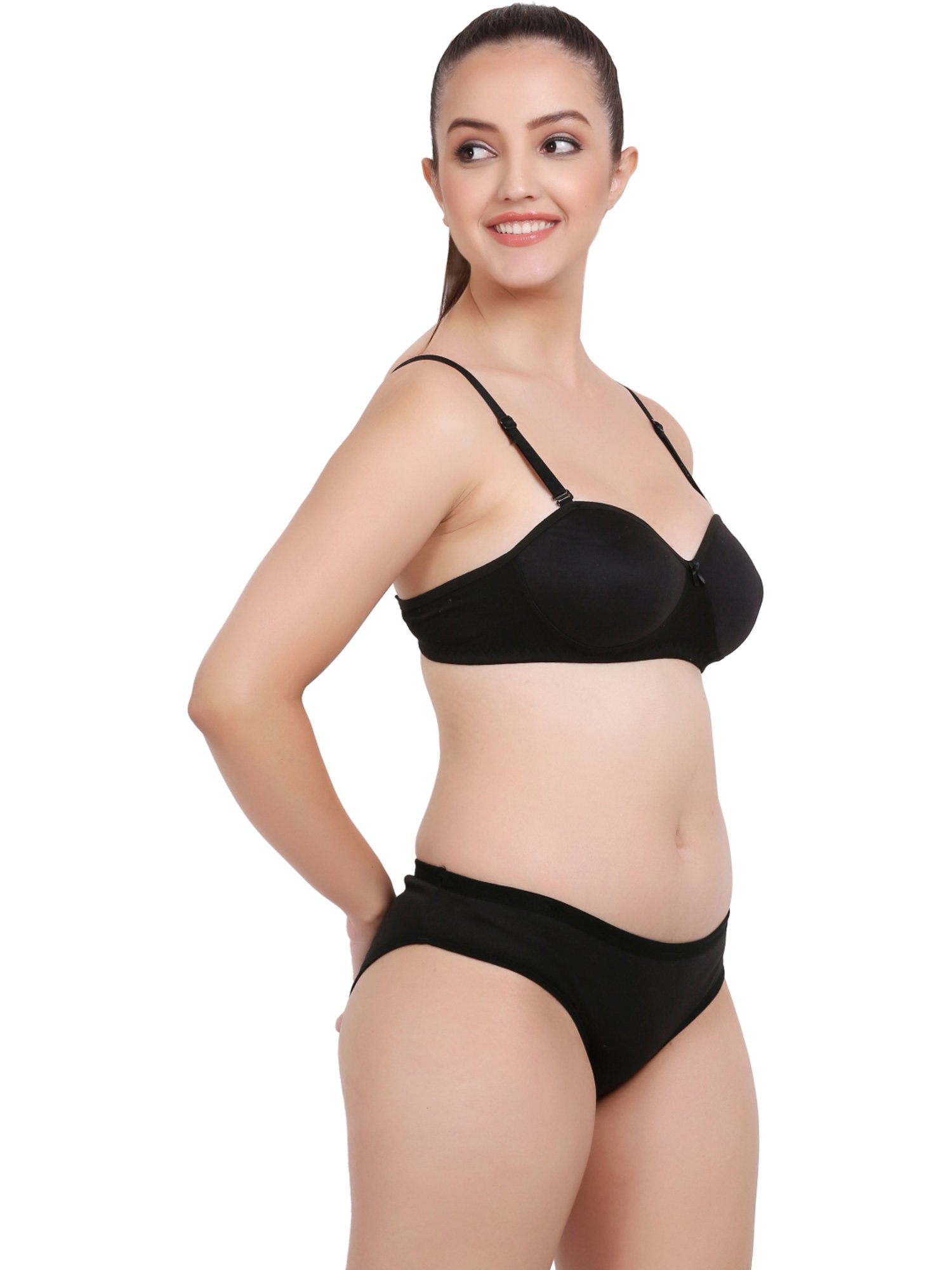 AROUSY Black & Blue Cotton Bra Panty Set - Pack Of 2