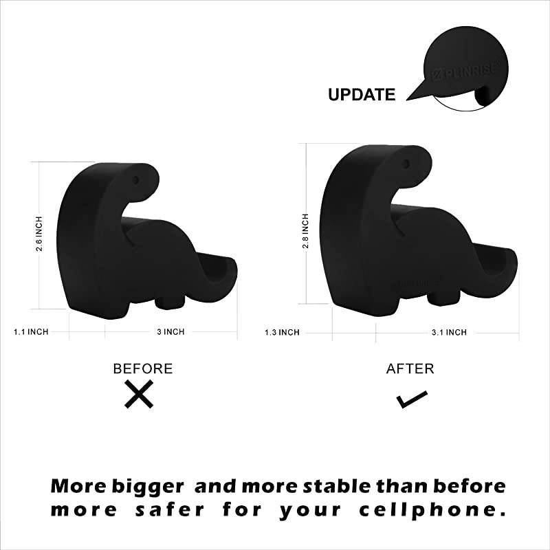 Animal Desk Phone Stand, Update Dinosaur Silicone Office Phone Holder, Creative Phone Tablet Stand Mounts, Size:1.3" X 3.1" X 2.8"(Black)