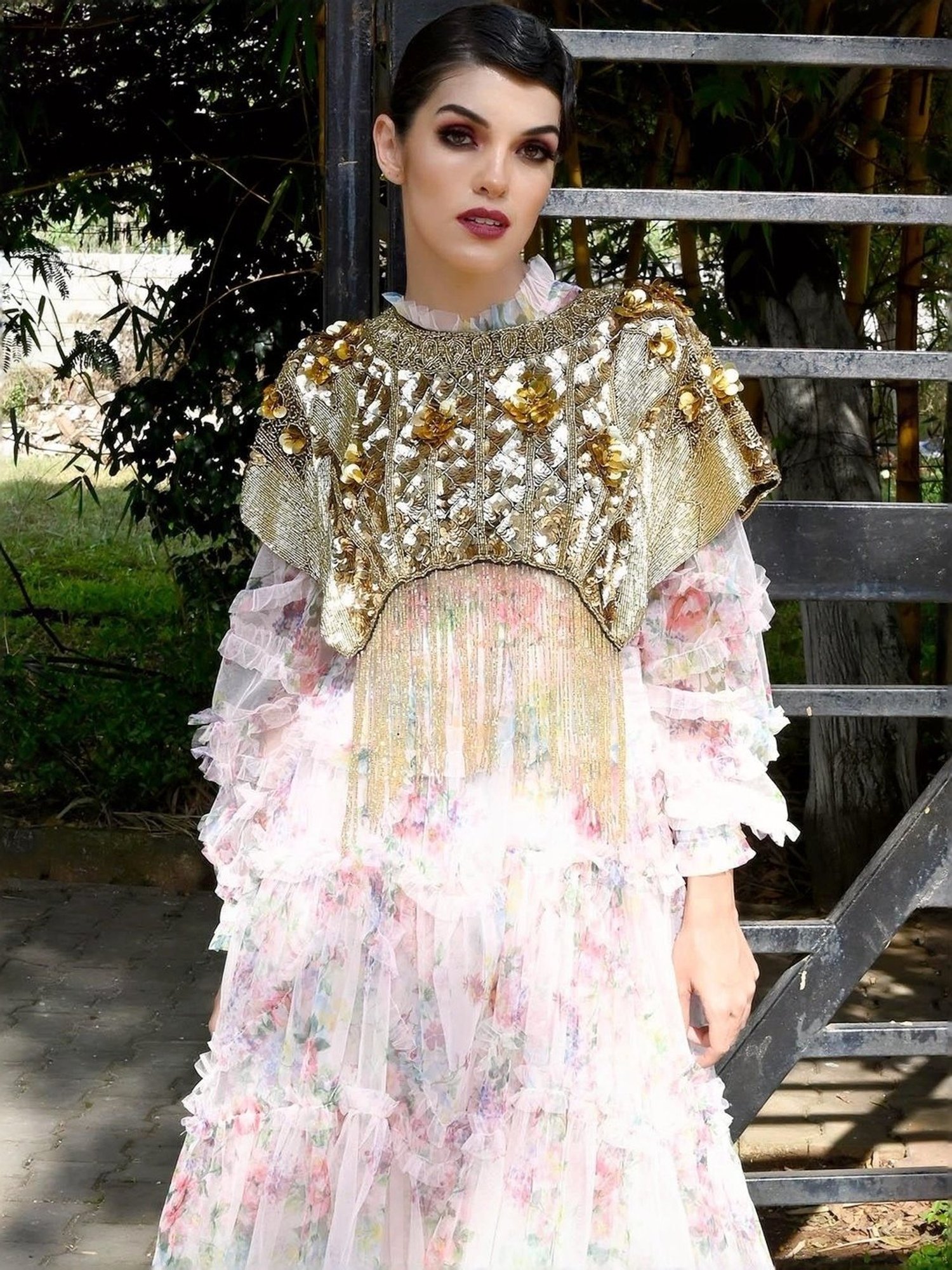 Odette Golden Embellished Fancy Cape