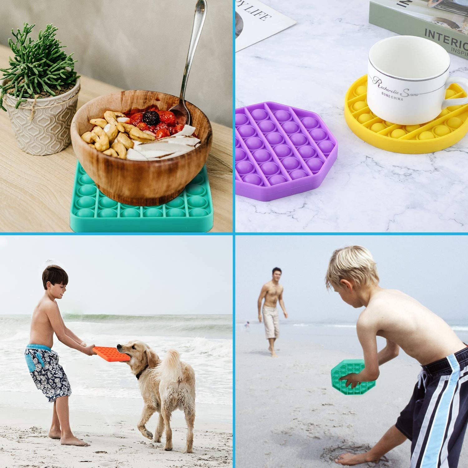 DALOJOE Push Pop Pop Bubble Fidget Sensory Toy, Pop Fidget Toys, 4 Pack Silicone Squeeze Sensory Toys, Stress Relief Toy, Autism Special Needs Anxiety Relief, Educational Toy, for Kids, Adults, Gifts