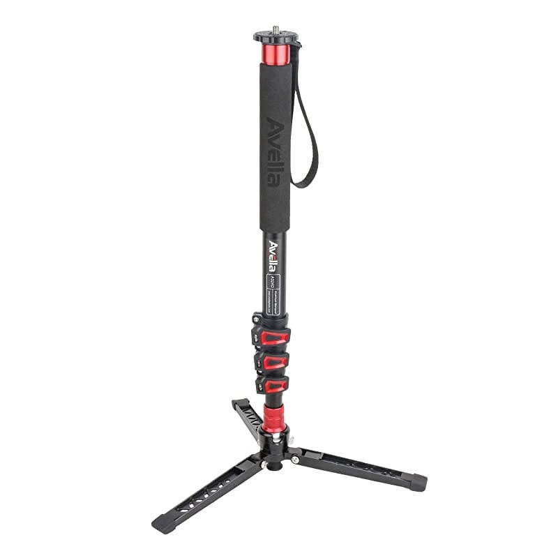 A324D Aluminum 67 Inch Video Monopod 4 Section with Tripod Feet Compatible for DSLR Camera Camcorder