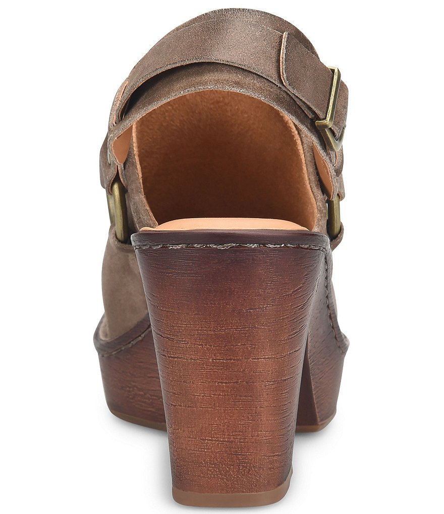 Born Hudson Distressed Suede Sling Strap Harness Clogs