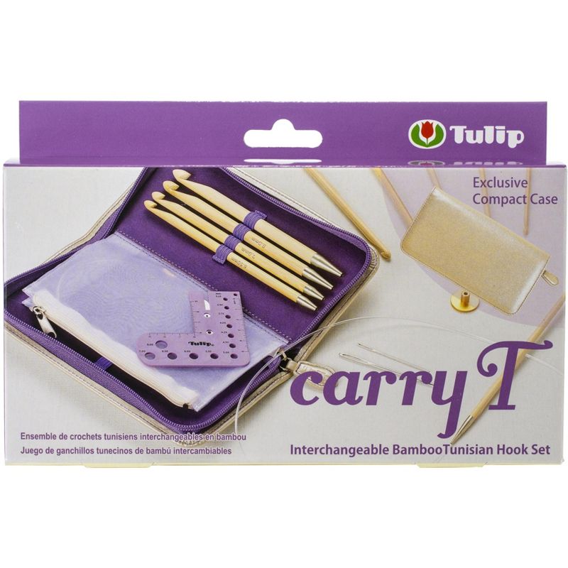 Tulip Carry T Interchangeable Bamboo Tunisian Hook Set-W/Case