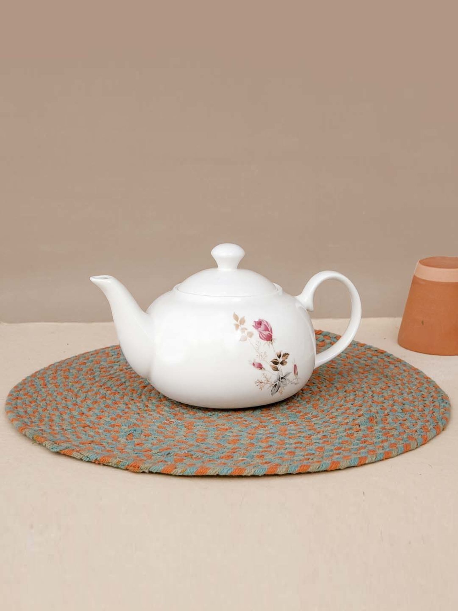 8oz 12pc Porcelain Drew Cup and Saucer Set White - Elama