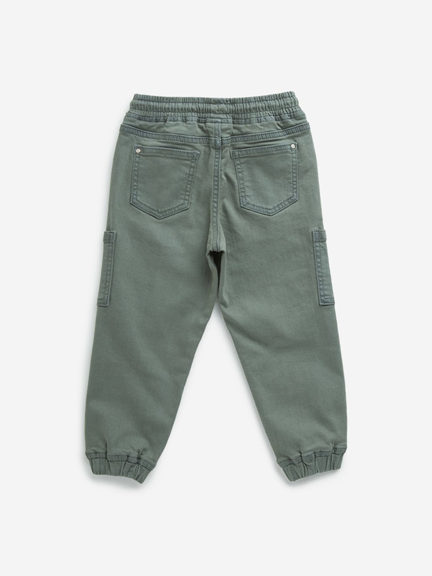 HOP Kids by Westside Taupe Solid Mid-Rise Cotton Blend Joggers