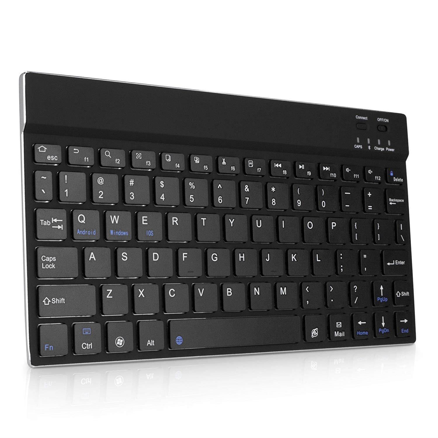 Panasonic Toughpad FZ-M1 Keyboard, BoxWave [SlimKeys Bluetooth Keyboard] Portable Keyboard with Integrated Commands for Panasonic Toughpad FZ-M1 - Jet Black