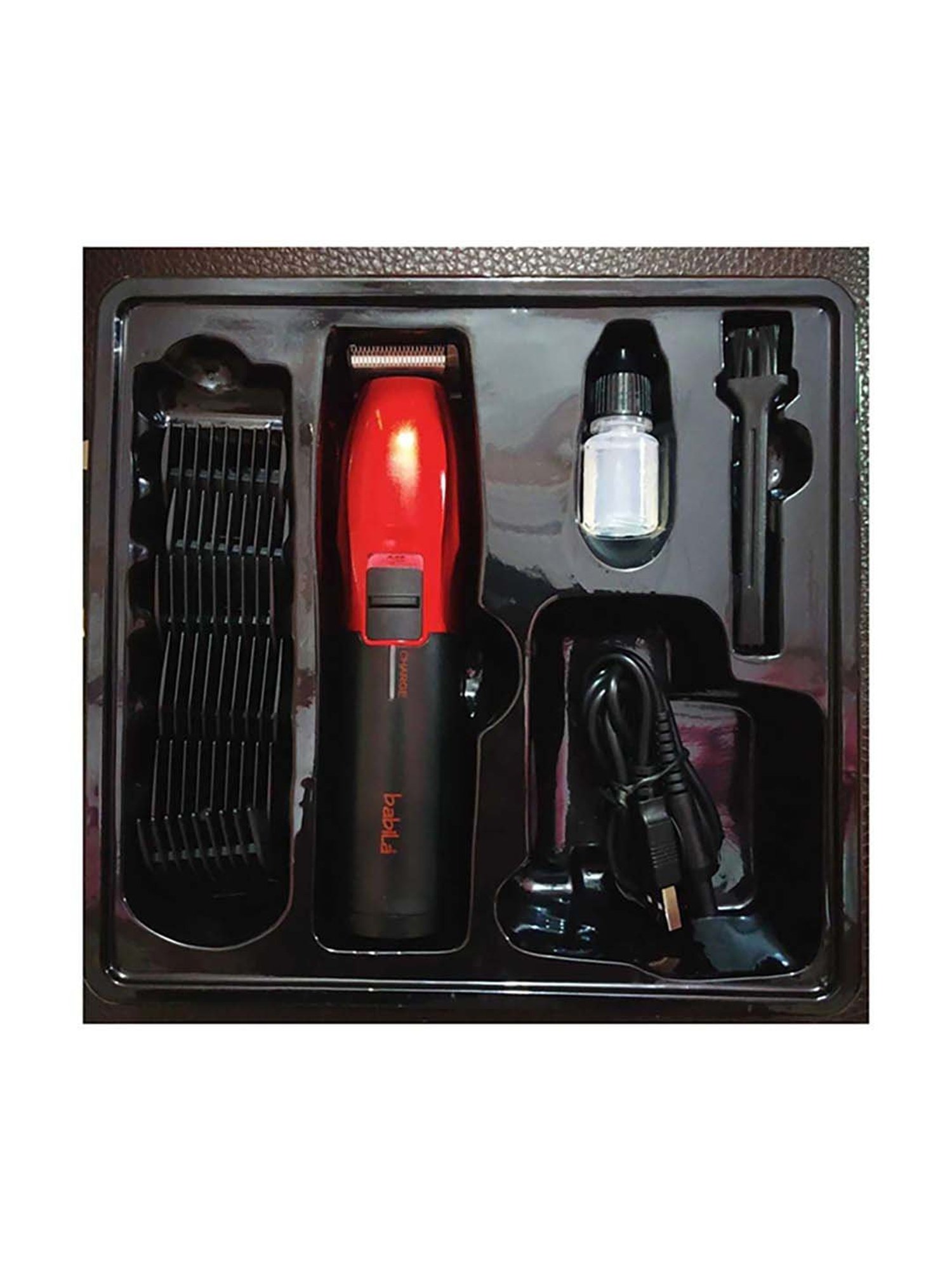Babila BBT-E59 Hunk Beard Corded and Cordless Trimmer - 45 Mins Runtime (Red)