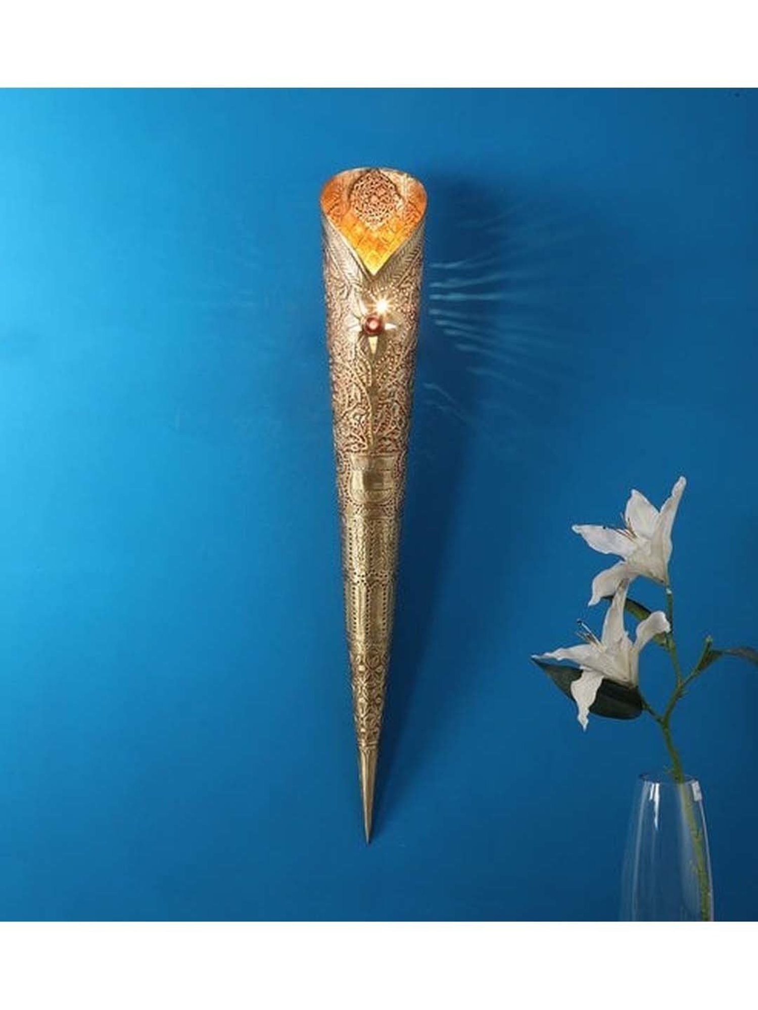 Fos Lighting 'Torch' Golden Brass Mashal Wall Sconce Light - Set of 1