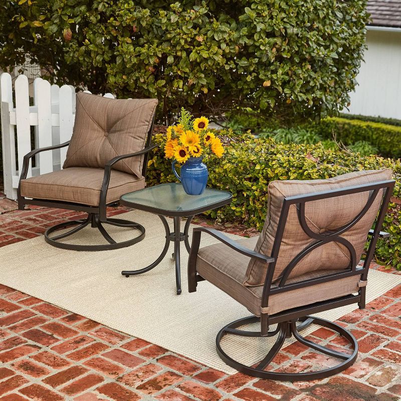 3pc Steel Swivel Rocker Patio Seating Set Tan - Hanover