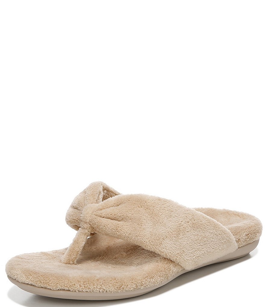 Vionic Lydia Washable Plush Terry Cloth Thong Slippers