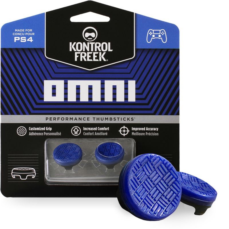kontrolfreek omni for playstation 4 (ps4) controller | performance thumbsticks | 2 low-rise concave | blue