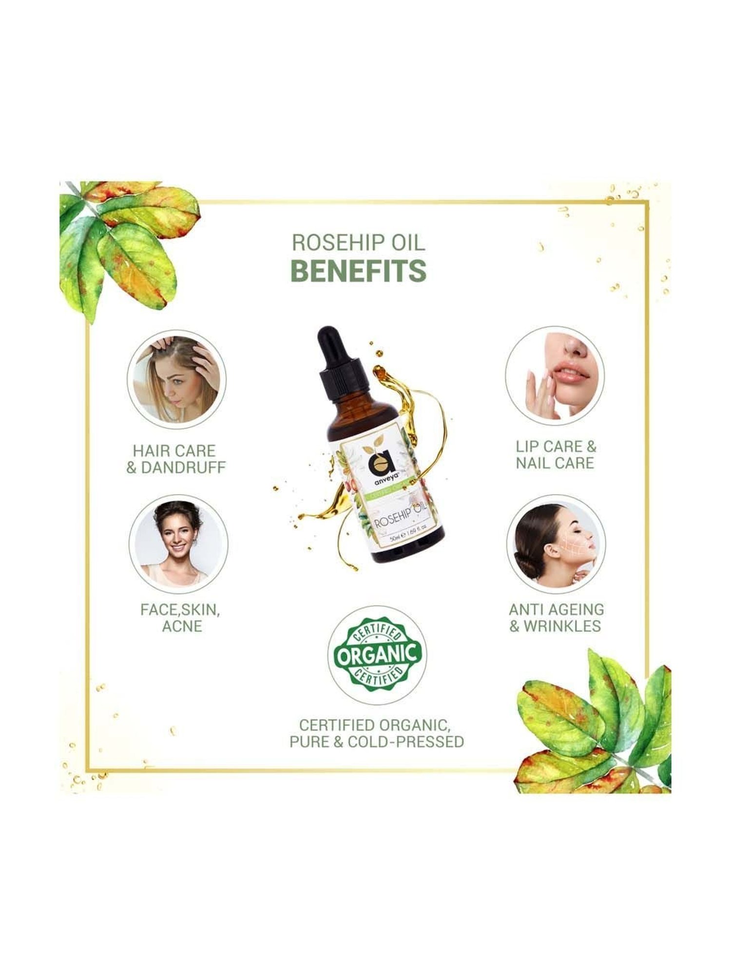 Anveya Rosehip Oil for Face - 50 ml