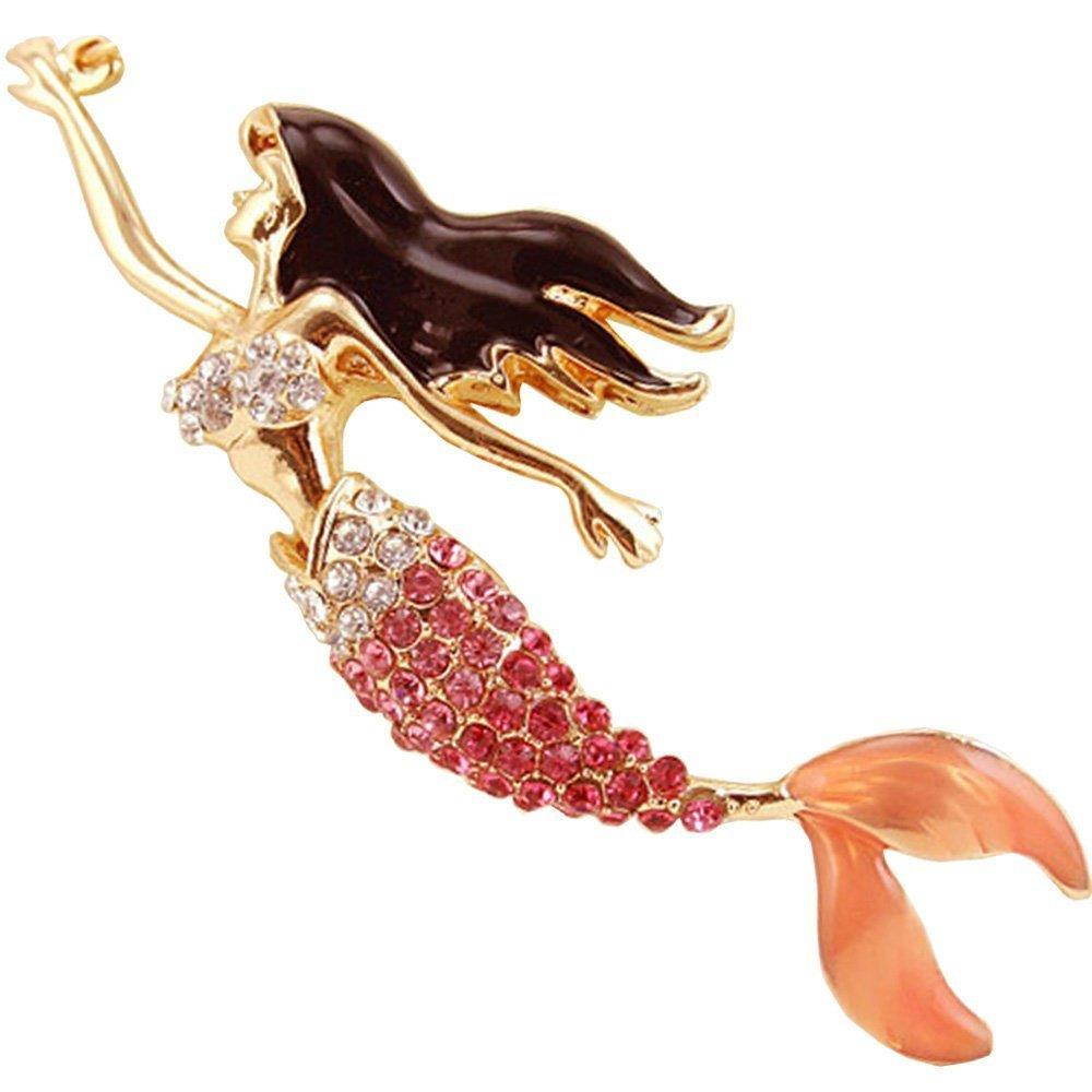 Pretty Mermaid Sparkling Charm Blingbling Keychain Crystal Rhinestone Pendant (Pink)