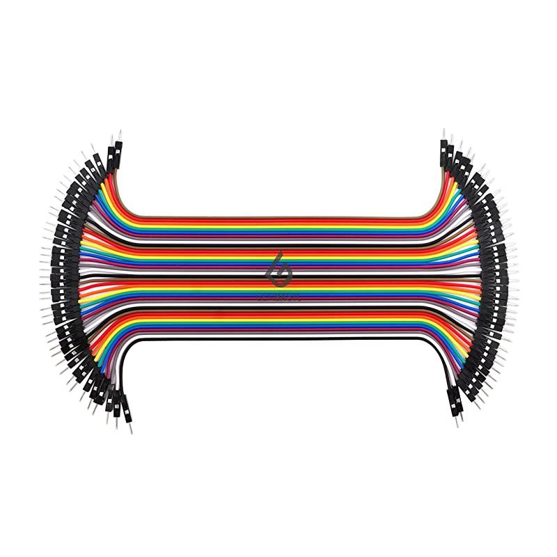 40 Piece Male to Male 8 Inch Solderless Ribbon DupontCompatible Jumper Wires for Breadboard Prototyping