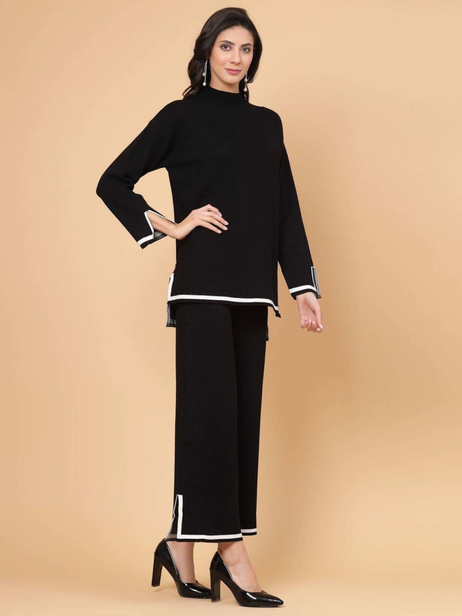 Mafadeny Black Plain Top Pants Set