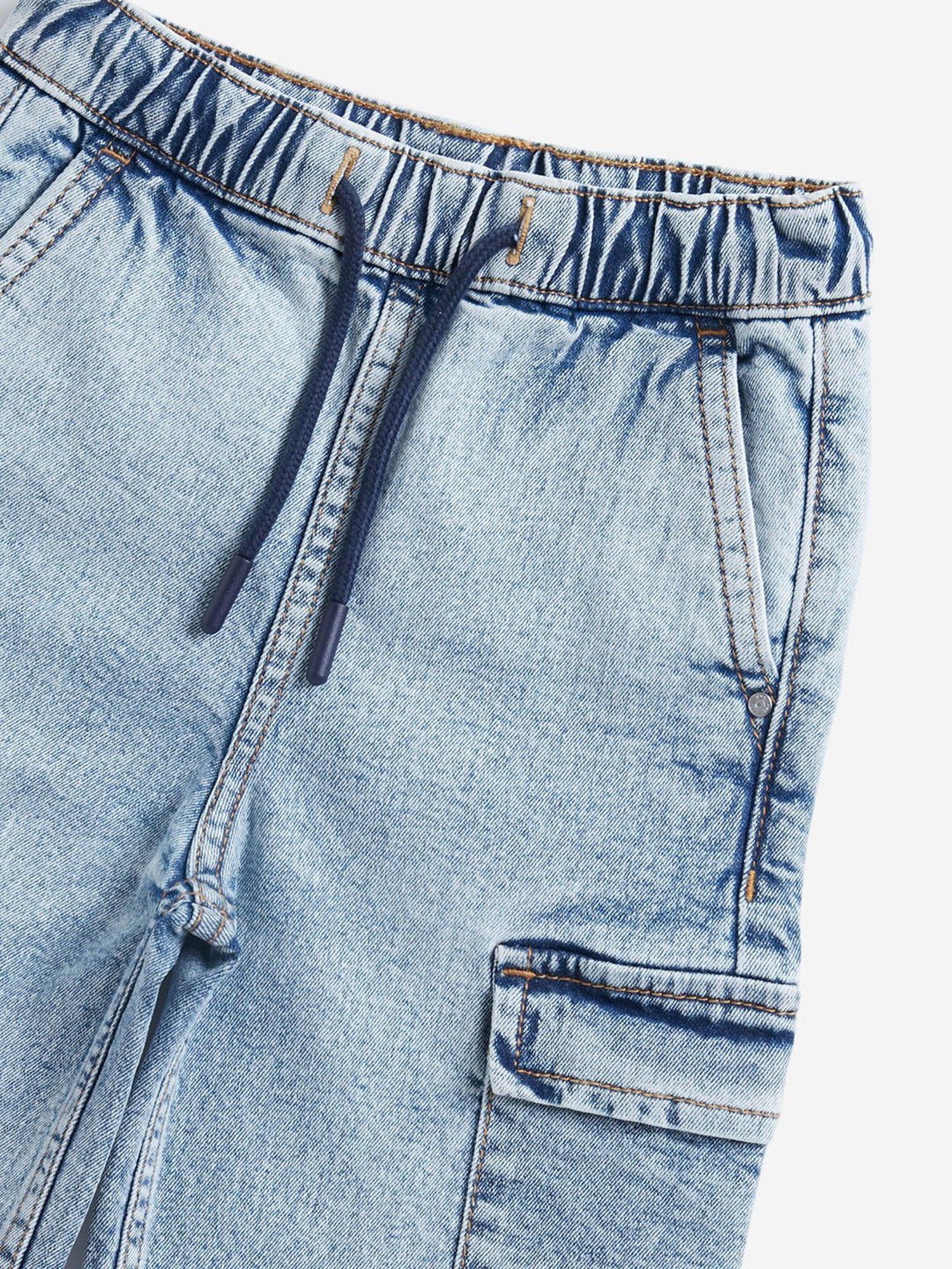 HOP Boys by Westside Blue Washed Mid-Rise Relaxed Fit Jeans