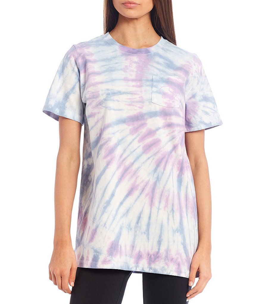 Ivory Ella Short-Sleeve Logo Graphic Tie-Dye Pocket Tee